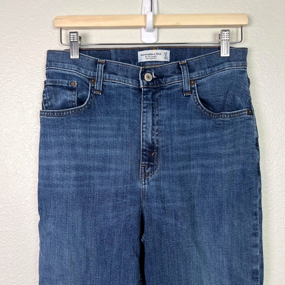 Abercrombie‎ & Fitch The 90s Straight Ultra High Rise Jeans Medium Wash 29/8R - Picture 2 of 9